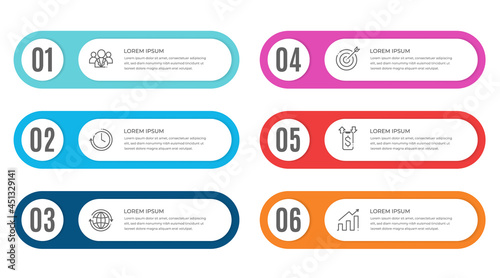 Infographic template with numbers 6 options.