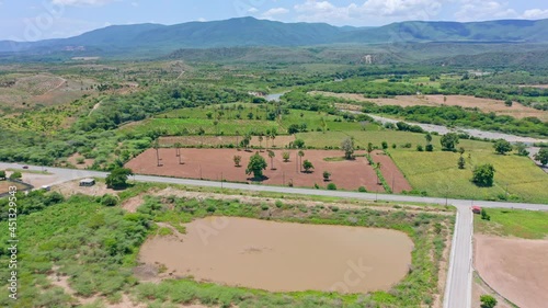 San Juan De La Maguana Province in Dominican Republic. Aerial drone view over fertile landscape photo