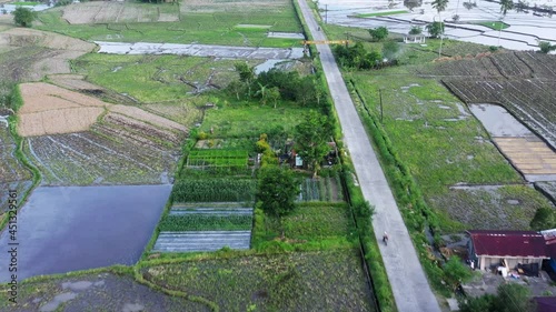 Beautiful Residential Homes On Farming Community Near Saint Bernard Municipality, Southern Leyte, Philippines. - Aerial Shot photo