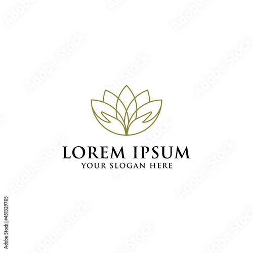 HANDS HOLDING LOTUS FLOWER LOGO