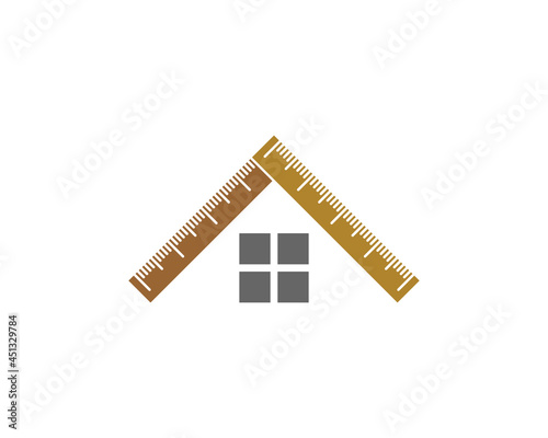 Ruler forming a roof house logo
