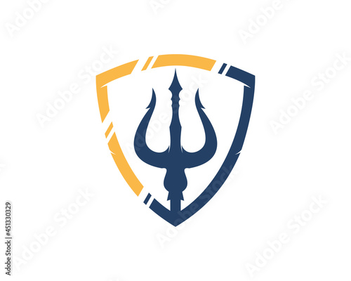 Trident in the shield protection logo