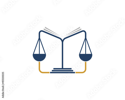 Open the book page with scale balance law firm in the middle