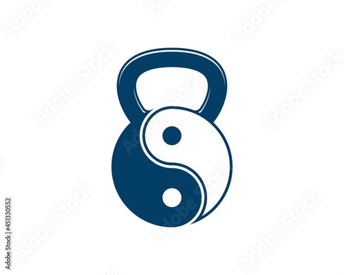 Gym kettle bell with yin yang symbol inside