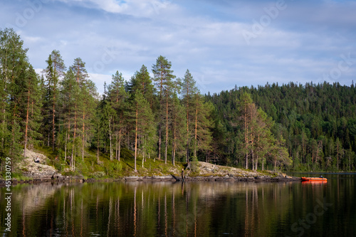 Karelian fishing on boat
