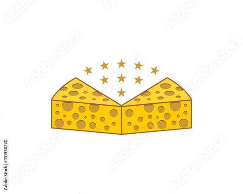 Stars on the cheese vector illustration