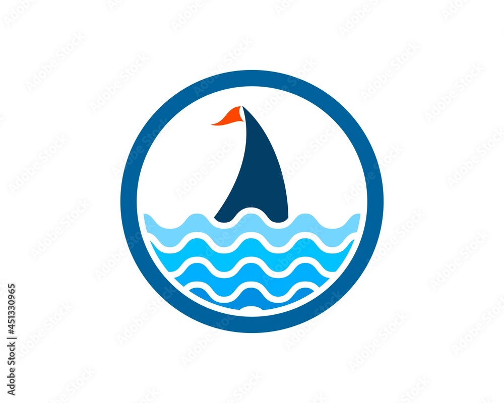 Circle shape with Abstract sea and sail boat Circle shape with Abstract sea and sail boat