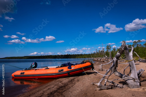 Karelian fishing on boat