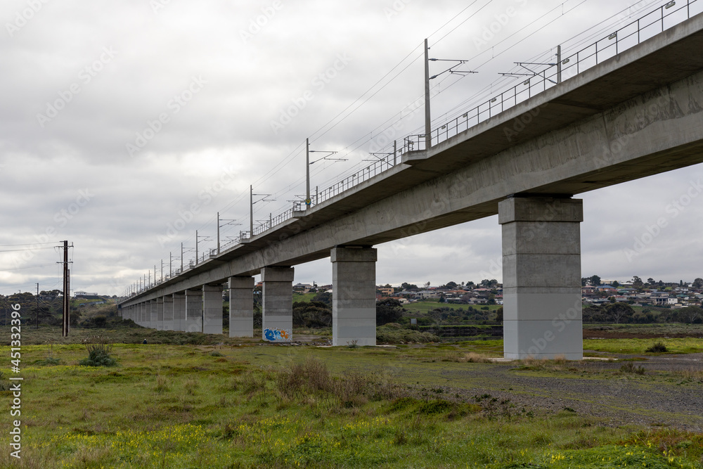 The long bridge over the onkaparinga river for the seaford train line in south australia on July 23rd 2021 The long bridge over the onkaparinga river for the seaford train line in south australia on July 23rd 2021