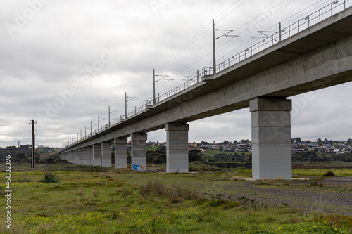The long bridge over the onkaparinga river for the seaford train line in south australia on July 23rd 2021