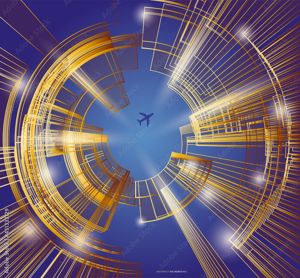 Obraz premium abstract pattern of golden rectangles and lines