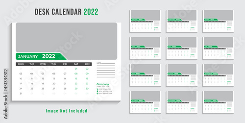 Wall calendar template for 2022 year. Set of 12 months. 2022. Week starts on monday.Print ready editable calender. Planner design.