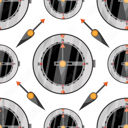 Seamless pattern with flat compasses on white.