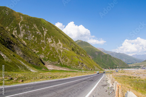 Highway and road landscape and view in Khazbegi  Georgia