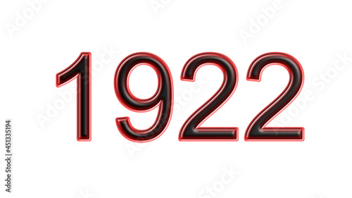 red 1922 number 3d effect white background