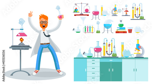 Young bearded male scientist in the laboratory.
