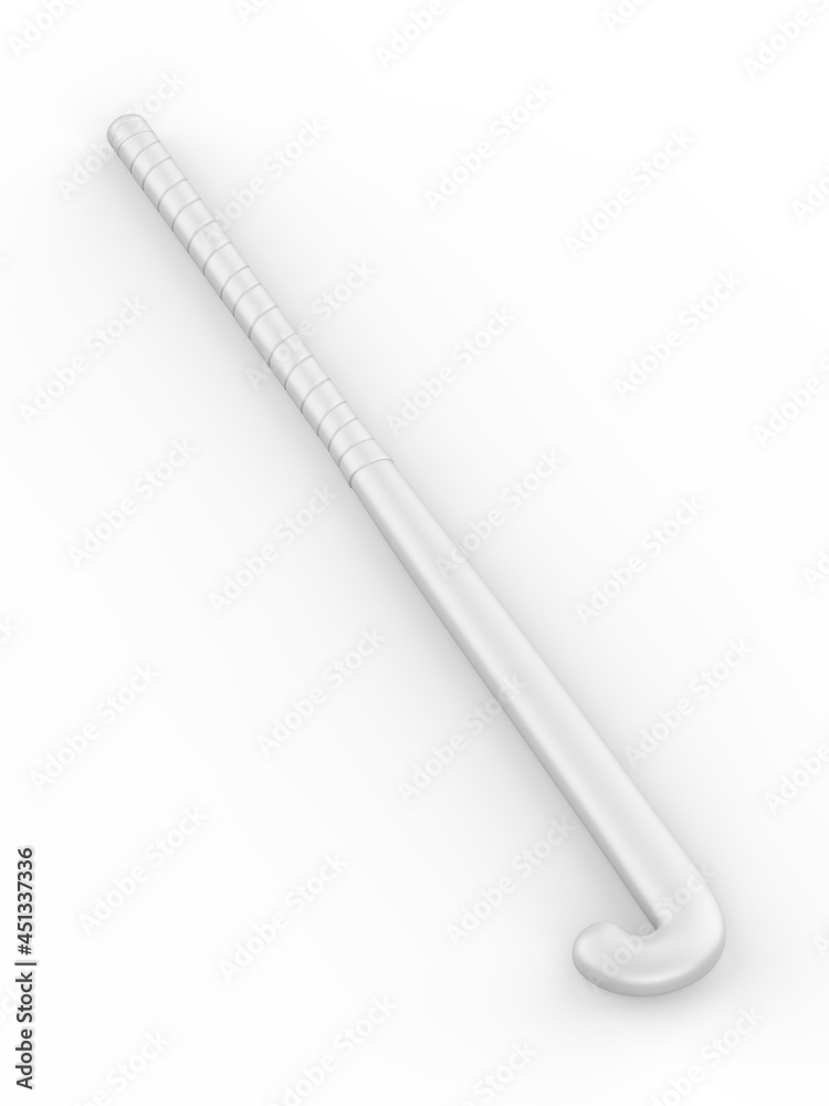 Blank hook hockey stick template mock up, 3d render illustration.