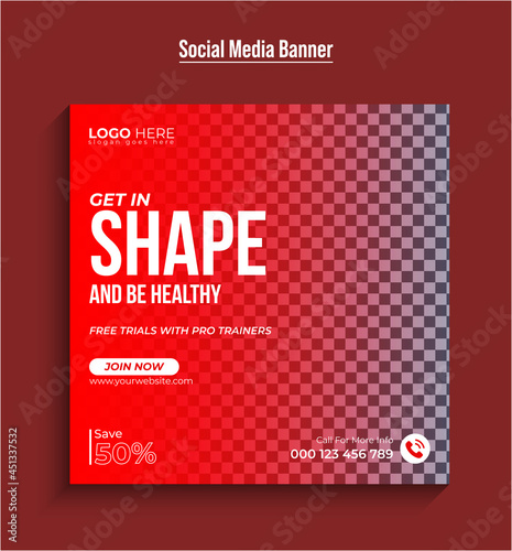 Fitness gym flyer social media post and web banner |Social Media Timeline post design