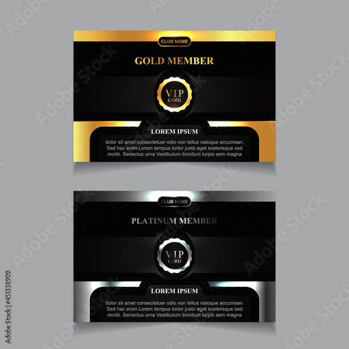 Vector VIP golden and platinum card. Black geometric pattern background with premium design. Luxury and elegant graphic print template layout for vip member