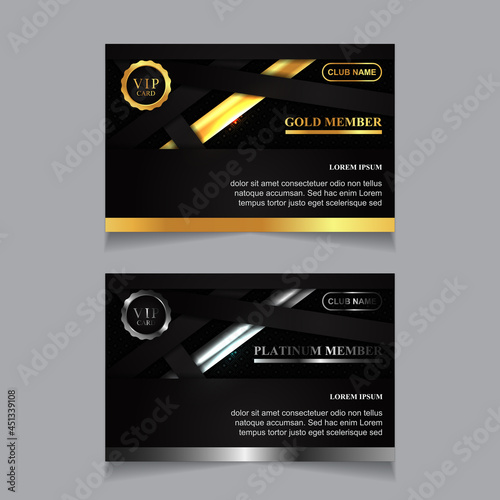 Vector VIP golden and platinum card. Black geometric pattern background with premium design. Luxury and elegant graphic print template layout for vip member