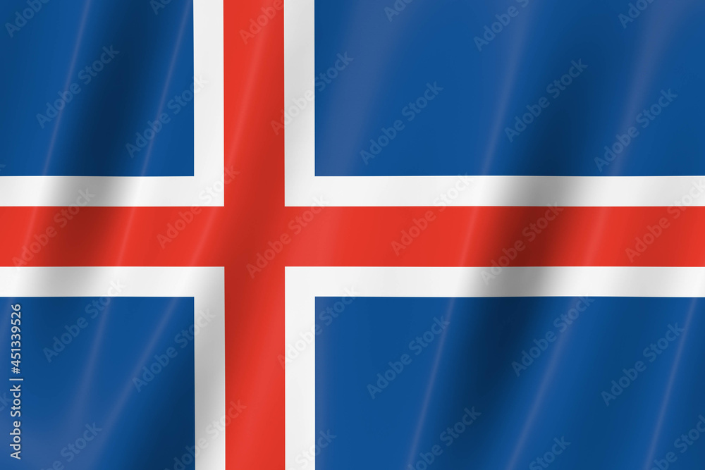 Obraz premium iceland flag, 3d flag, flag, 3d render,8k