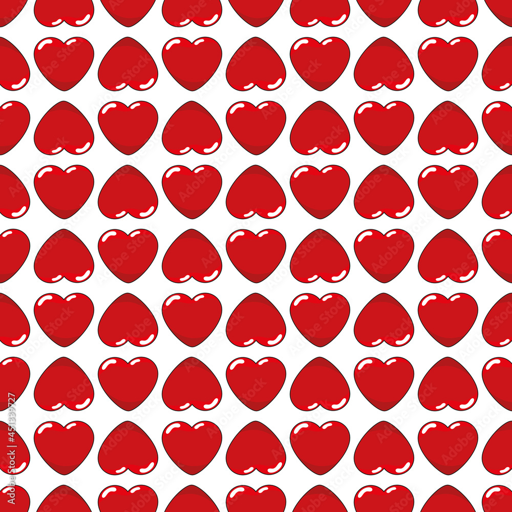 Seamless pattern with flat hearts on white. Seamless pattern with flat hearts on white.