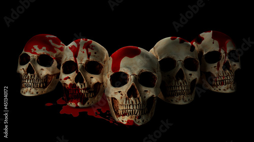Human skulls covered with b...