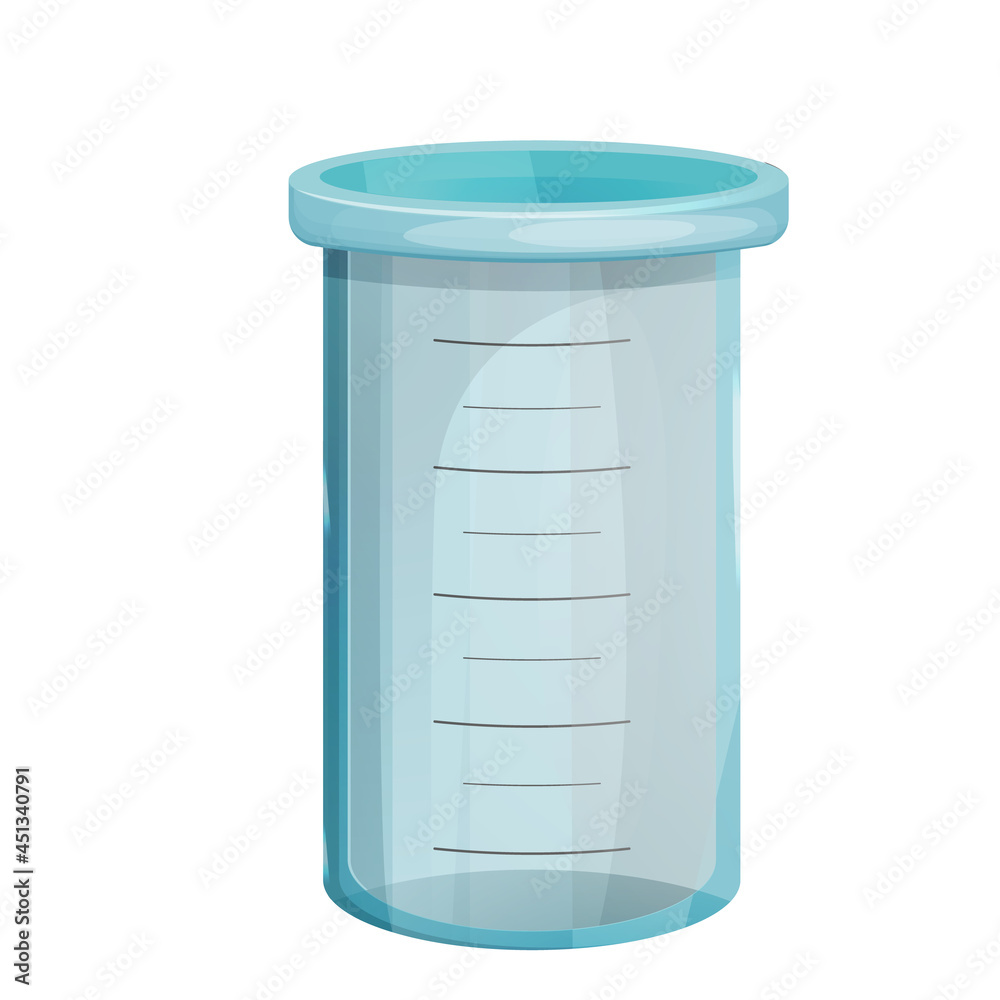 Laboratory Beaker, glass flask in cartoon style isolated on white background. Chemical, study equipment. Empty tube. Laboratory Beaker, glass flask in cartoon style isolated on white background. Chemical, study equipment. Empty tube.