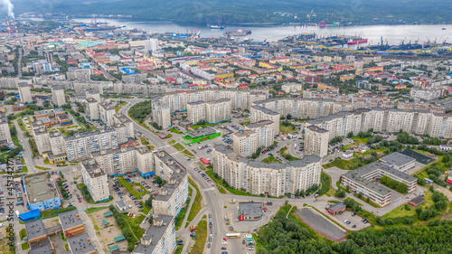 Murmansk - aerial panorama of the city and views