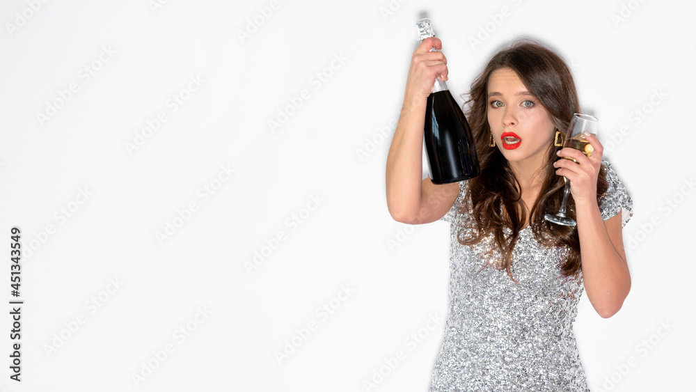 new year celebration shocked woman party drink