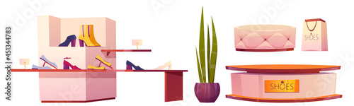 Set of shoes store production, shop furniture