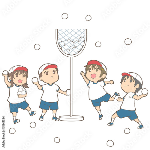 運動会_玉入れ白組