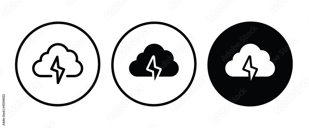 Storm Icon Rainstorm, cloud lightning icon button, vector, sign, symbol, logo, illustration, editable stroke, flat design style isolated on white Storm Icon Rainstorm, cloud lightning icon button, vector, sign, symbol, logo, illustration, editable stroke, flat design style isolated on white