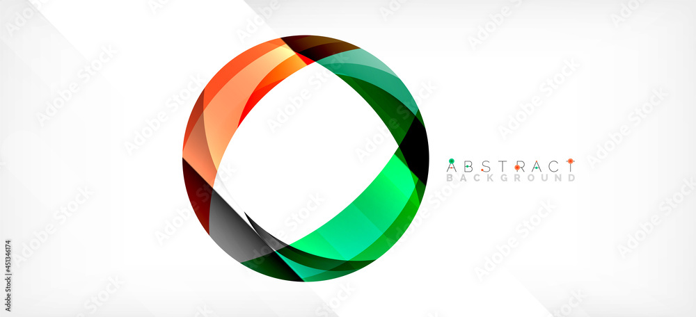 Geometric abstract background. Circle created with overlapping color shapes. Vector Illustration For Wallpaper, Banner, Background, Landing Page