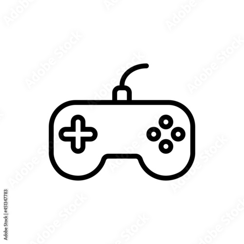 Pixel perfect black thin line icon of a game controller. Editable stroke vector 64x64 pixels. Scale 5000% preview. Videogame joystick control device. Gamepad console symbol. Outline linear pictogram