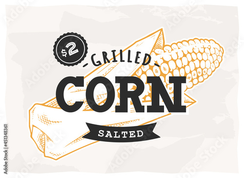 Grilled Corn Retro Emblem