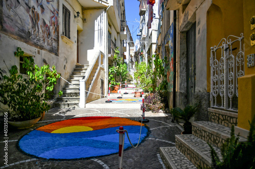 Obraz na plátně An alley in Diamante, a seaside town in the Calabria region, Italy