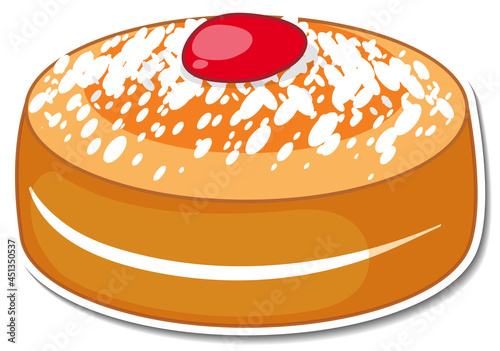 Sponge cake with icing sugar and strawberry jam toppings