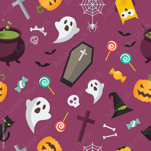 Halloween elements seamless pattern