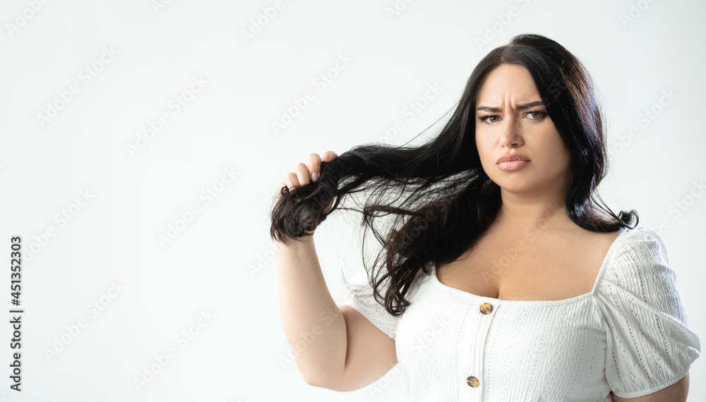 hair treatment gloomy fatty woman beauty care hair treatment gloomy fatty woman beauty care