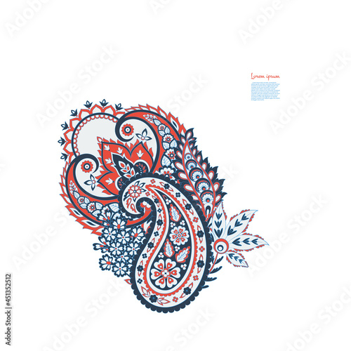 Floral Paisley vector pattern. Damask Isolated ornament