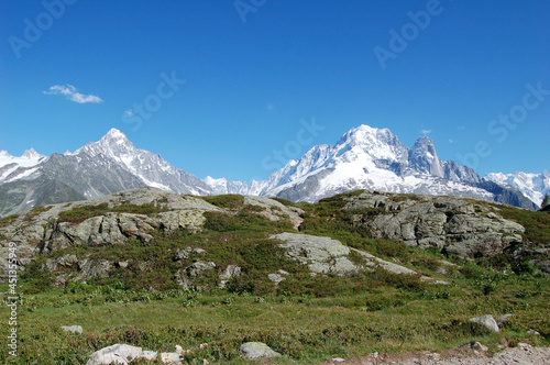 View of mountain peaks in alps