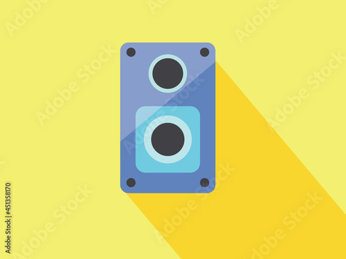 A bright blue music column on a yellow background. Modern minimal style. Vector illustration.