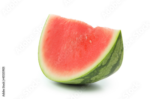 Juicy watermelon slice isolated on white background