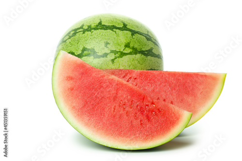Ripe juicy watermelon isolated on white background photo