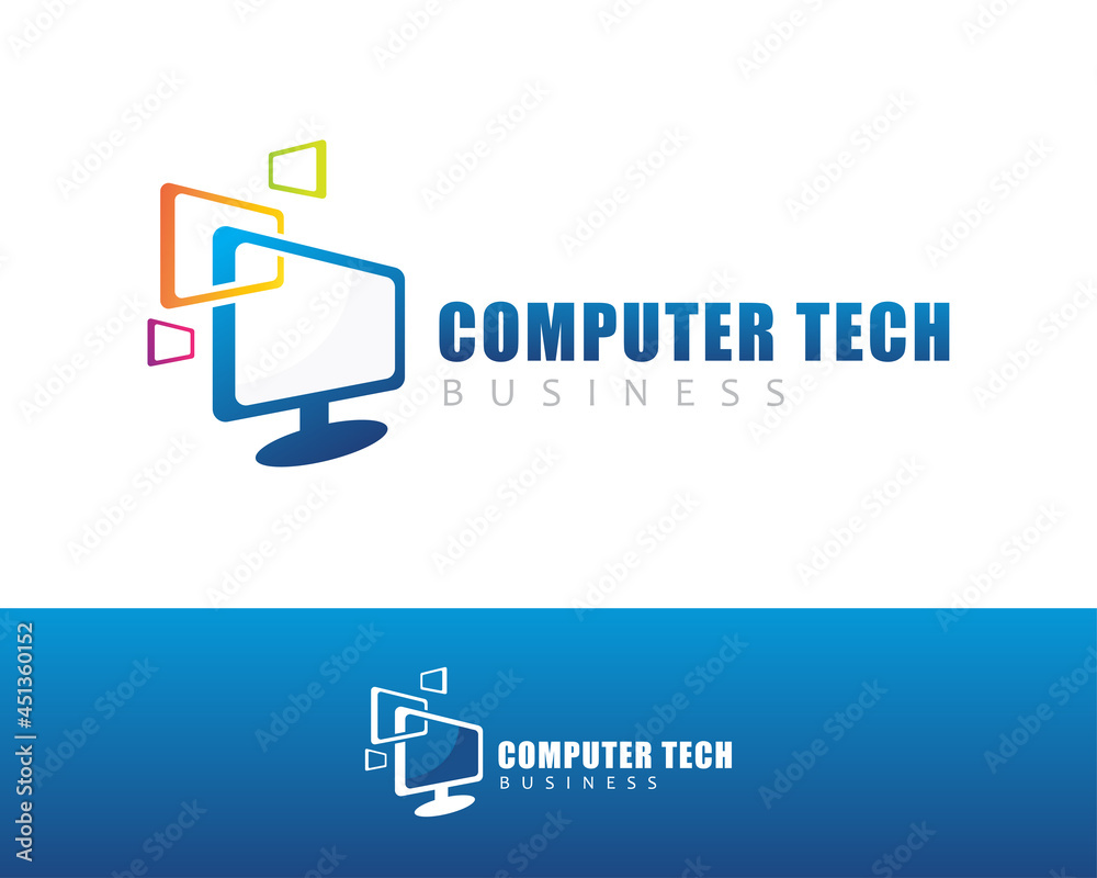 computer logo creative pixel digital connect tech logo concept computer logo creative pixel digital connect tech logo concept