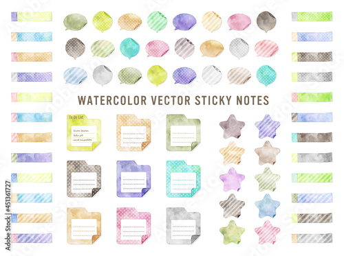 colorful watercolor vector sticky notes
