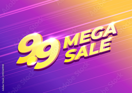 9.9 Shopping day sale poster or flyer design. 9.9 Mega sale online banner.