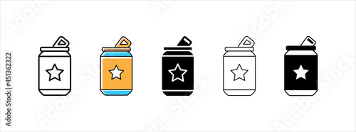 beer soda can icon vector set. lager tin can beverage vector illustration
