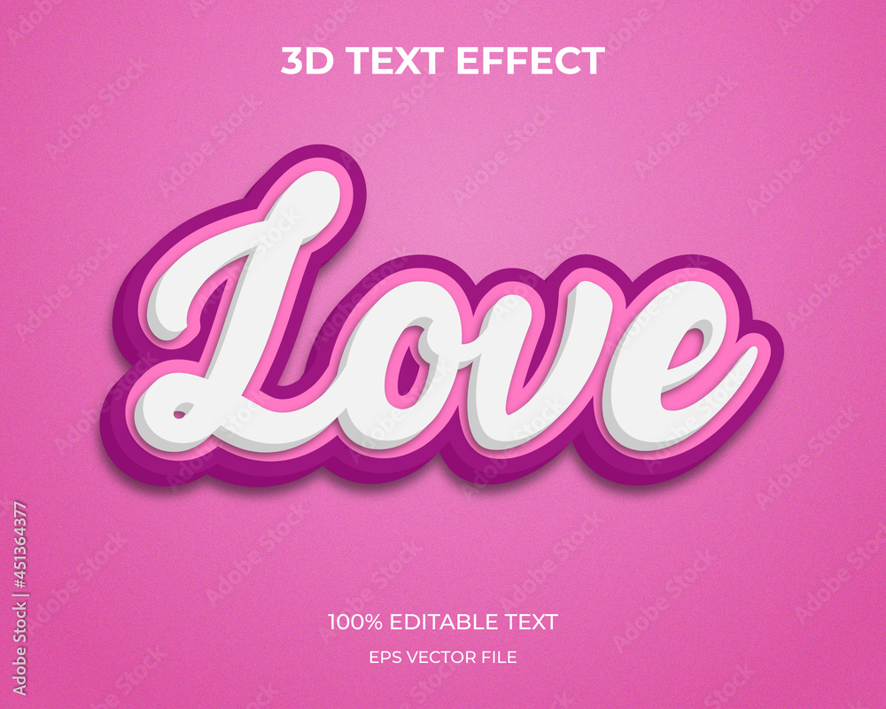 Love  3d style editable text effect 